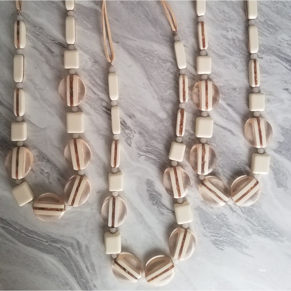 🌟Final Price | Bundle of (3) Cream Block Necklaces | 15"